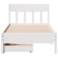 Bedframe zonder matras massief grenenhout wit 75x190 cm - thumbnail
