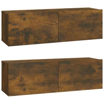 Tv-wandmeubels 2 st 100x30x30 cm bewerkt hout gerookt eiken Tv-wandmeubels 2 st 100x30x30 cm bewerkt hout gerookt eiken
