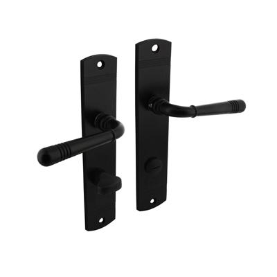Deurkruk Emily op schild afgerond 235x45mm wc 78/8mm zwart