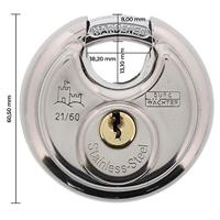 Burg Wächter Circle 21 60 SB Hangslot Verschillend sluitend RVS Hangslot voor profielcilinder - thumbnail