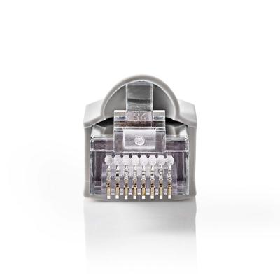 Netwerkconnector-Set | RJ45 Male + Trekontlasting - Voor Solid Cat5 UTP-Kabels | 10 Stuks | Grijs
