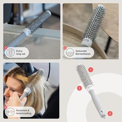 Olivia Garden Wavy Bristles White & Grey Brush Ø25mm Olivia Garden Wavy Bristles White & Grey Brush Ø25mm