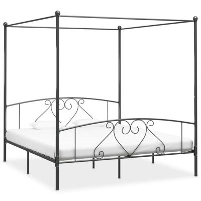 vidaXL Hemelbedframe metaal grijs 200x200 cm
