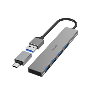 Hama USB-C (USB 3.2 Gen 1) multiport hub 4 poorten Met USB-C stekker Grijs