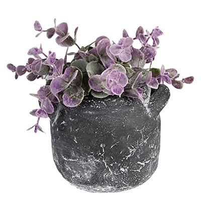 Clayre & Eef Bloempot 13x11x9 cm Grijs Steen Rond Woondecoratie