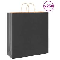 VidaXL Papieren zakken 250 st met hengsels 45x17x48 cm zwart - thumbnail
