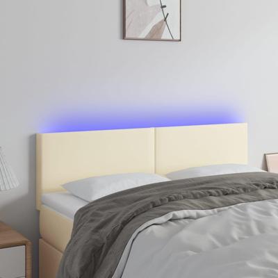 Hoofdbord LED 144x5x78/88 cm kunstleer crèmekleurig