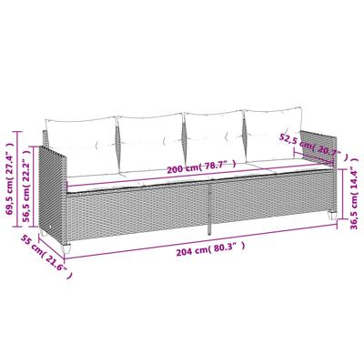 5-delige Loungeset met kussens poly rattan beige - thumbnail