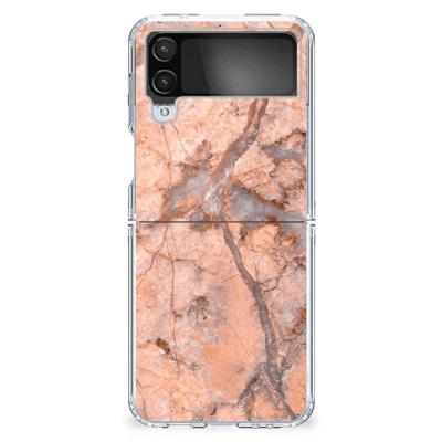 Samsung Galaxy Z Flip 4 | TPU | Siliconen hoesje | Marmer Oranje Samsung Galaxy Z Flip 4 | TPU | Siliconen hoesje | Marmer Oranje