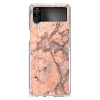 Samsung Galaxy Z Flip 4 | TPU | Siliconen hoesje | Marmer Oranje - thumbnail