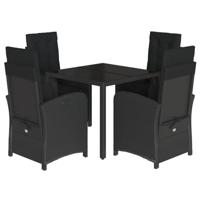5-delige Tuinset met kussens poly rattan zwart - thumbnail