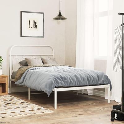 Bedframe met hoofdbord metaal wit 100x200 cm
