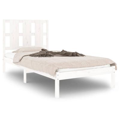 Bedframe zonder matras massief grenenhout wit 90x200 cm