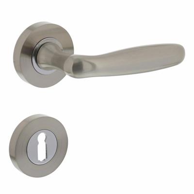 Intersteel Deurkruk Bjorn op rozet met sleutelrozetten - nikkel mat Intersteel Deurkruk Bjorn op rozet met sleutelrozetten - nikkel mat