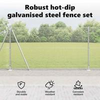 VidaXL Afrasteringspaal zilver 10 x 1,2 m (16 x 16 mm gaas) staal - thumbnail