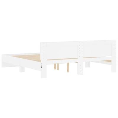 Bedframe met hoofdeinde en LED-verlichting wit 200x200 cm