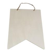 Playwood Houten vlag rechthoek met hanger, 25,3x20,3cm - thumbnail