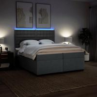 Boxspring met matras stof donkergrijs 200x200 cm - thumbnail