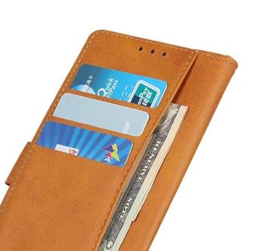 Casecentive Leren Wallet case met sluiting iPhone 13 Pro tan