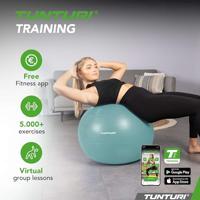 Tunturi Anti Burst Fitness bal met Pomp | Yoga bal 65 cm| 220 kg gebruikersgewicht | Incl Trainingsapp | Petrol - thumbnail