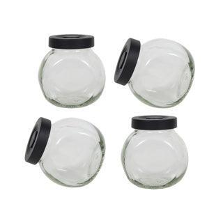 Kruidenpotje glas 4 stuks deksel mat zwart 175 ML