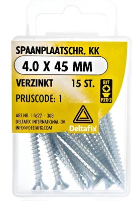 Spaanpl.schr. 4.0x45mm 15st Deltafix - Deltafix Spaanpl.schr. 4.0x45mm 15st Deltafix - Deltafix