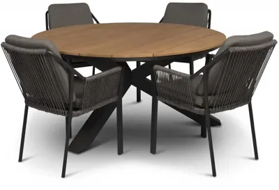 Tierra Outdoor diningset orbital teak liv charcoal