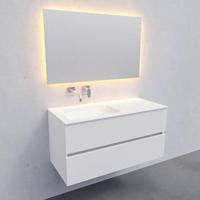 Badkamermeubel Solid Surface BWS Oslo 100x46 cm Links Mat Wit (zonder kraangaten) - thumbnail