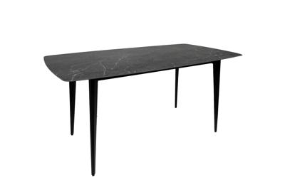 Moderne eettafel MILANO 160 cm antraciet keramiek zwarte metalen poten - 46992