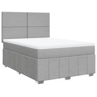 Boxspring met matras stof lichtgrijs 140x200 cm - thumbnail