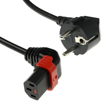 ACT AK5264 Netsnoer Schuko CEE 7/7 male (haaks) - C13 IEC Lock (boven haaks) | Zwart | 1 meter