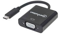 Manhattan 151771 USB / VGA Adapter [1x USB 3.2 Gen 2 stekker C (USB 3.1) - 1x VGA-bus] Zwart Kleurcodering, Flexibel, Folie afscherming, UL gecertificeerd, - thumbnail