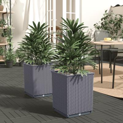 VidaXL Plantenbakken 2 st 30x30x37 cm polypropeen blauwgrijs