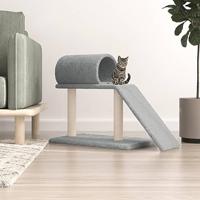 vidaXL Kattenmeubel met tunnel en ladder 55,5 cm lichtgrijs, kattentoren, kattenboom, kattenkrabtoren, kattenkrabpaal, kattenspeelmeubel - thumbnail