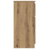 Dressoir 60x35x76 cm bewerkt hout artisanaal eikenkleur - thumbnail