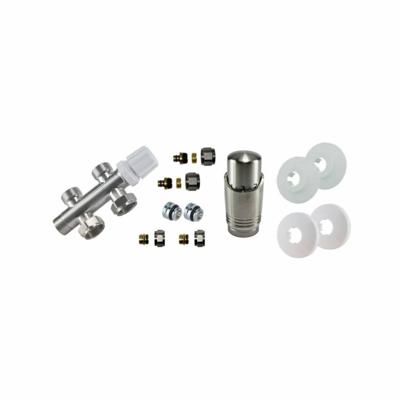 Onderblok Radiatoraansluitset Wiesbaden 16x2,0 +15 Knel Recht Midden Aansluiting Geborsteld Staal (RVS Look)