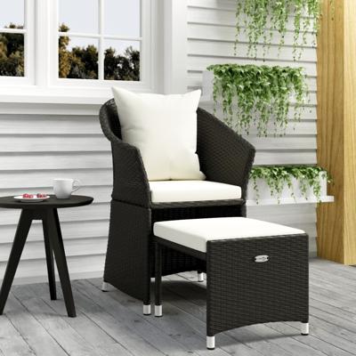 2-delige Loungeset met kussens poly rattan zwart 2-delige Loungeset met kussens poly rattan zwart