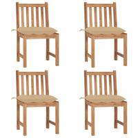 Tuinstoelen 4 st met kussens massief teakhout - thumbnail