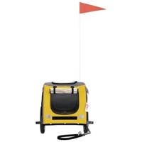 Hondenfietstrailer oxford stof en ijzer geel en grijs - thumbnail