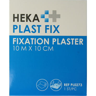 Hekaplast Fix pleister 10m x 10cm met schutvel 1 Rol Hekaplast Fix pleister 10m x 10cm met schutvel 1 Rol