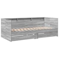Slaapbank met lades zonder matras 90x200 cm grijs sonoma eiken - thumbnail