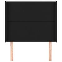 Hoofdbord met randen 203x16x118/128 cm kunstleer zwart - thumbnail