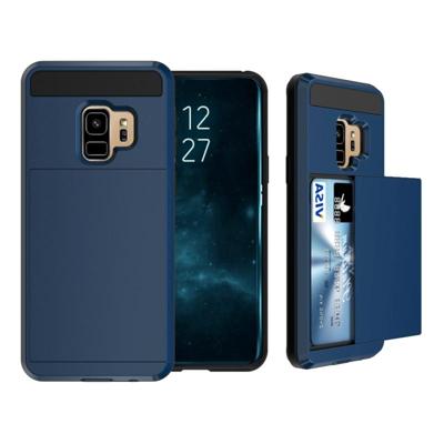 Voor Galaxy S9 Cover afneembare Dropproof beschermende back cover met schuif-kaartsleuf (marineblauw)