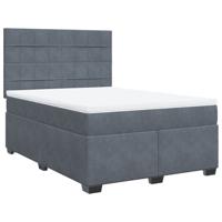 Boxspring met matras fluweel donkergrijs 140x200 cm - thumbnail