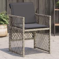 Tuinstoelen 4 st met kussens poly rattan grijs - thumbnail