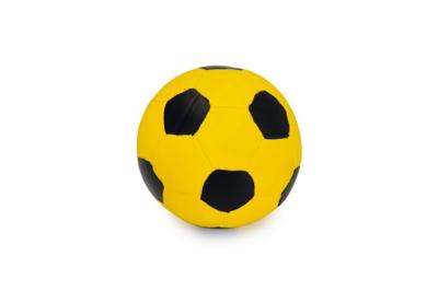Beeztees hondenspeelgoed voetbal klein latex 8.5x8.5x8.5cm zwart/geel