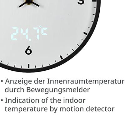 BRESSER MyTime LEDsec wandklok 24 cm met temperatuurweergave (wit)