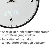 BRESSER MyTime LEDsec wandklok 24 cm met temperatuurweergave (wit) - thumbnail