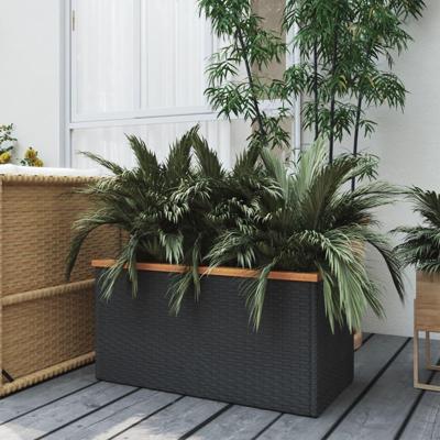 Plantenbak 80x40x40 cm poly rattan zwart