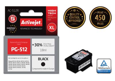 Activejet AC-512R inkt (vervanging voor Canon PG-512; Premium; 18 ml; zwart)
